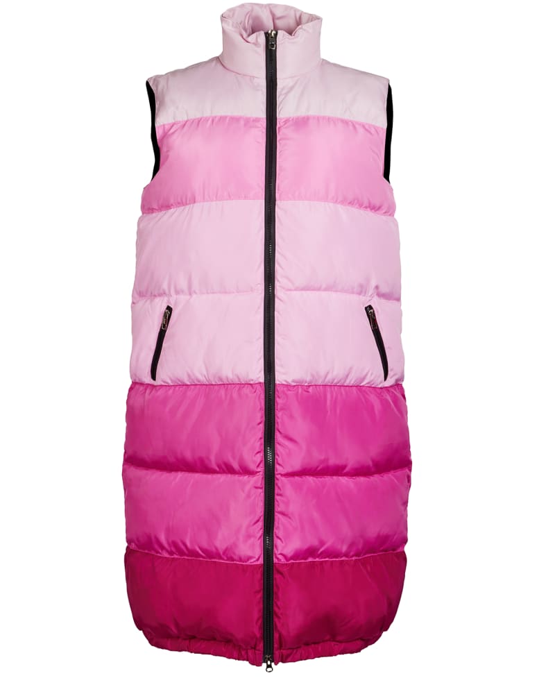 Front of a size XL Colour Block Vest in Pink by Hilary MacMillan. | dia_product_style_image_id:237898